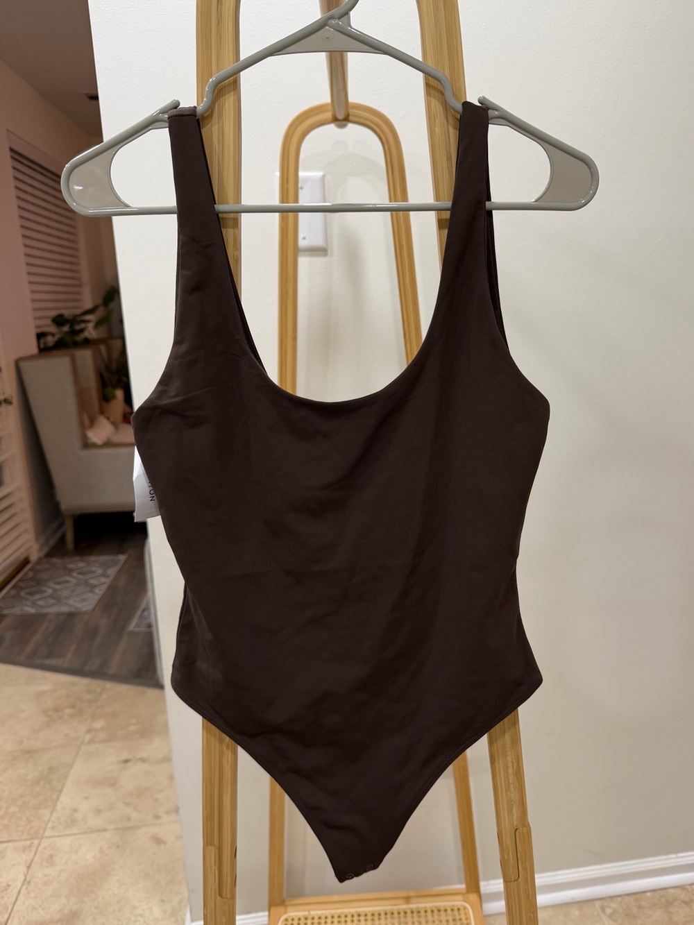 Artitzia Babaton Brown One-Piece Bodysuit, Size L